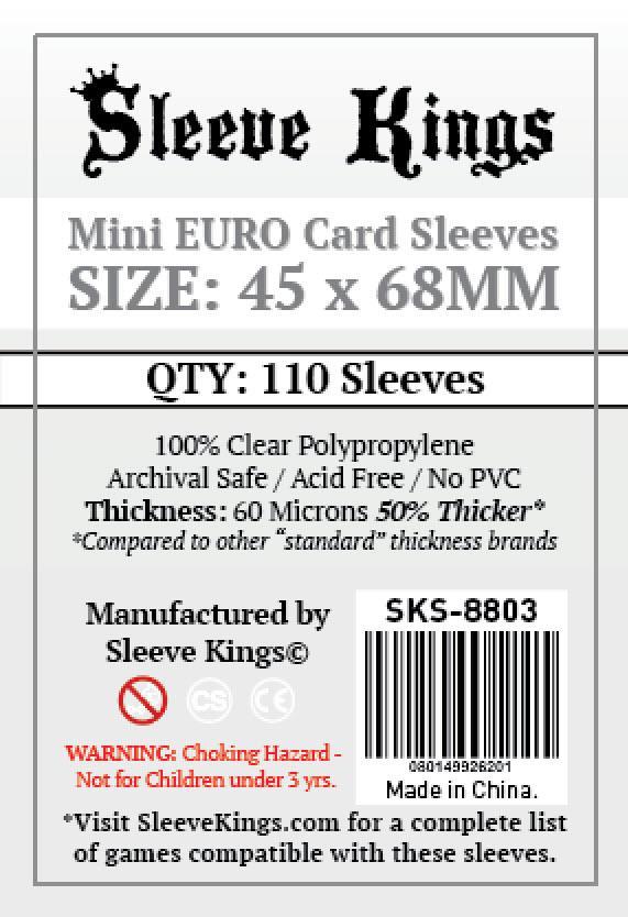 Buy Sleeve Kings Mini Euro Card Sleeves (45x68mm) - 110 Pack, 60 Microns in India only at Bored Game Company.