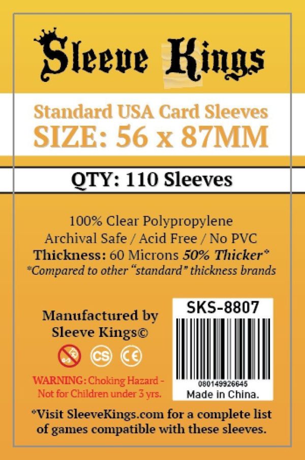 Wondering where to buy Sleeve Kings Standard USA Card Sleeves (56x87mm) - 110 Pack, 60 Microns in India? Find it only on Bored Game Company.