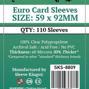 Bored Game Company is the best place to buy Sleeve Kings Euro Card Sleeves (59x92mm) - 110 Pack, 60 Microns in India.