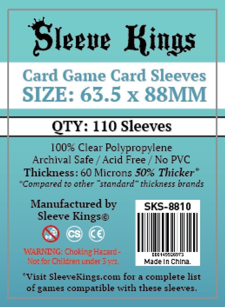 Bored Game Company is the best place to buy Sleeve Kings Card Game Card Sleeves (63.5x88mm) - 110 Pack, 60 Microns in India.