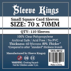 Wondering where to buy Sleeve Kings Small Square Card Sleeves (70x70mm) - 110 Pack, 60 Microns in India? Find it only on Bored Game Company.