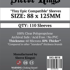 Wondering where to buy Sleeve Kings "Tiny Epic Compatible" Sleeves (88x125mm) - 110 Pack, 60 Microns in India? Find it only on Bored Game Company.
