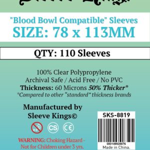 Buy Sleeve Kings "Blood Bowl Compatible" Sleeves (78x113mm) - 110 Pack, 60 Microns in India only at Bored Game Company.