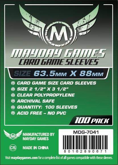 Buy Mayday Standard Sleeves: Standard Card Sleeves (63.5 x 88mm) - Pack of 100 only at Bored Game Company.