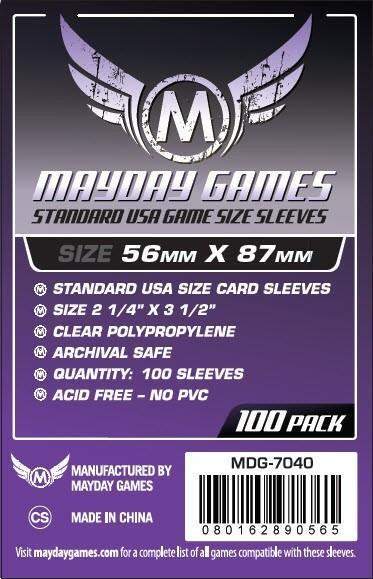 Buy Mayday Standard Sleeves: Standard USA Card Sleeves (56 x 87mm) - Pack of 100 only at Bored Game Company.