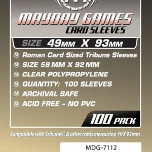 Buy Mayday Standard Sleeves: Tribune Card Sleeves (49 x 93mm) - Pack of 100 only at Bored Game Company.