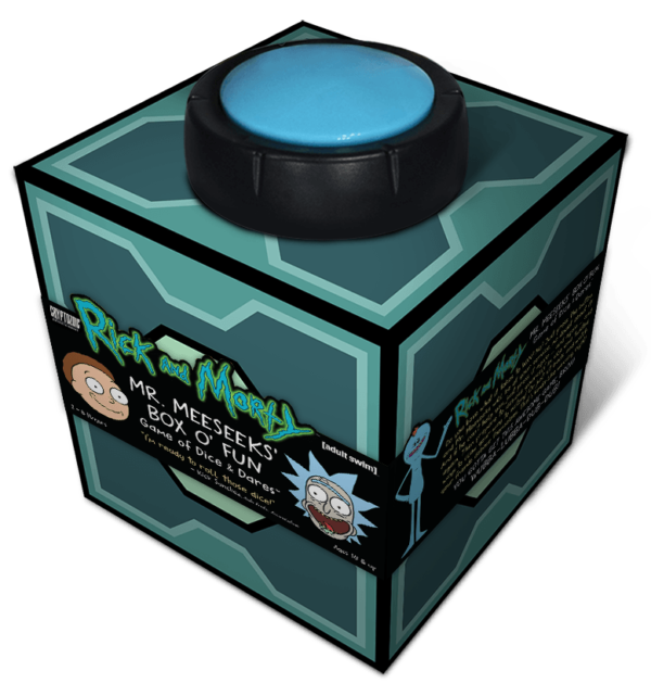 Buy Rick and Morty: Mr. Meeseeks' Box o' Fun Dice and Dares Game only at Bored Game Company.