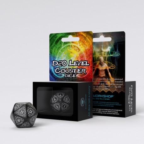 Buy Q Workshop: D20 Level Counter Black & White Die (1) only at Bored Game Company.