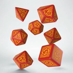 Buy Q Workshop: Dragon Slayer Red & Orange Dice Set only at Bored Game Company.