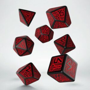 Buy Q Workshop: Dwarven Black & Red Dice Set (7) only at Bored Game Company.