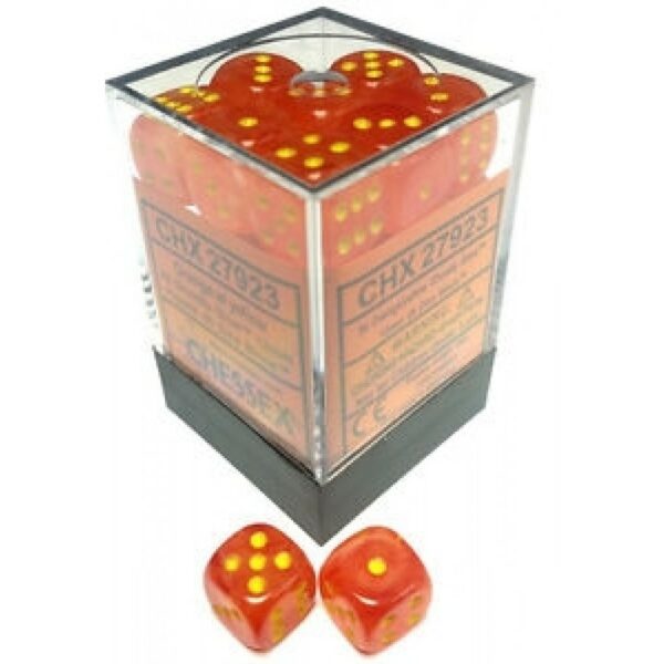 Buy Chessex - Ghostly Glow - 12mm D6 (x36) - Orange/Yellow only at Bored Game Company.