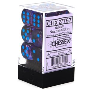 Buy Chessex - Nebula - 16mm D6 (x12) - Luminary - Nocturnal/Blue only at Bored Game Company.