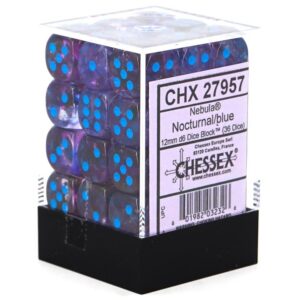 Buy Chessex - Nebula - 12mm D6 (x36) - Luminary -Nocturnal/Blue only at Bored Game Company.