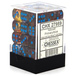 Buy Chessex - Nebula - 12mm D6 (x36) - Luminary -Primary/Blue only at Bored Game Company.