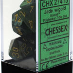 Buy Chessex - Scarab - Poly Set (x7) - Jade/Gold only at Bored Game Company.