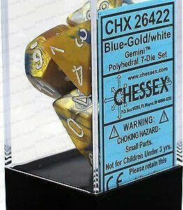 Buy Chessex - Gemini - Poly Set (x7) - Blue-Gold/White only at Bored Game Company.