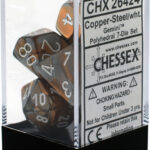 Buy Chessex - Gemini - Poly Set (x7) - Copper-Steel/White only at Bored Game Company.