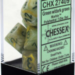 Buy Chessex - Marble - Poly Set (x7) - Green/Dark Green only at Bored Game Company.