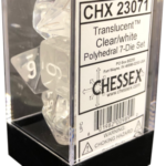 Buy Chessex - Translucent - Poly Set (x7) - Clear/White only at Bored Game Company.
