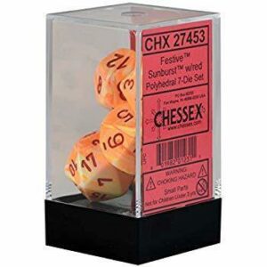 Buy Chessex - Festive - Poly Set (x7) - Sunburst/Red only at Bored Game Company.
