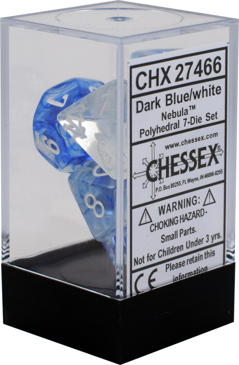 Buy Chessex - Nebula - Poly Set (x7) - Dark Blue/White only at Bored Game Company.