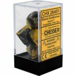 Buy Chessex - Gemini - Poly Set (x7) - Black-Gold/Silver only at Bored Game Company.
