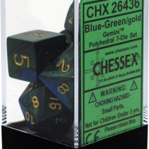 Buy Chessex - Gemini - Poly Set (x7) - Blue-Green/Gold only at Bored Game Company.