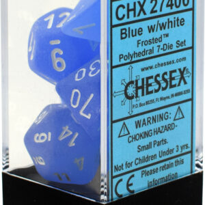 Buy Chessex - Frosted - Poly Set (x7) - Blue/White only at Bored Game Company.