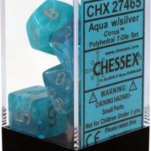 Buy Chessex - Cirrus - Poly Set (x7) - Aqua/Silver only at Bored Game Company.