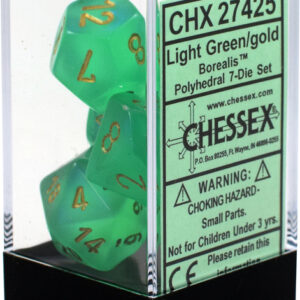 Buy Chessex - Borealis - Poly Set (x7) - Light Green/Gold only at Bored Game Company.