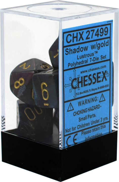 Buy Chessex - Lustrous - Poly Set (x7) - Shadow/Gold only at Bored Game Company.