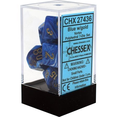 Buy Chessex - Vortex - Poly Set (x7) - Blue/Gold only at Bored Game Company.