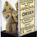 Buy Chessex - Marble - Poly Set (x7) - Ivory/Black only at Bored Game Company.