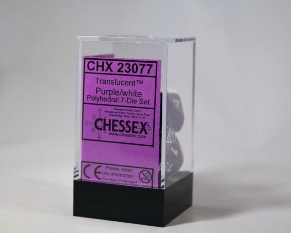 Buy Chessex - Translucent - Poly Set (x7) - Purple/White only at Bored Game Company.