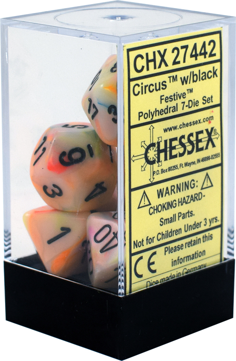 Buy Chessex - Festive - Poly Set (x7) - Circus/Black only at Bored Game Company.