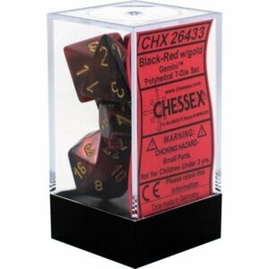 Buy Chessex - Gemini - Poly Set (x7) - Black-Red/Gold only at Bored Game Company.