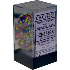 Buy Chessex - Festive - Poly Set (x7) - Mosaic/Yellow only at Bored Game Company.