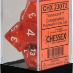 Buy Chessex - Translucent - Poly Set (x7) - Orange/White only at Bored Game Company.