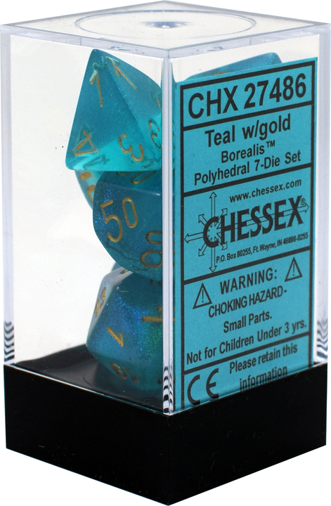 Buy Chessex - Borealis - Poly Set (x7) - Teal/Gold only at Bored Game Company.
