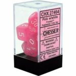 Buy Chessex - Frosted - Poly Set (x7) - Pink/White only at Bored Game Company.