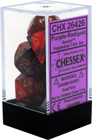 Buy Chessex - Gemini - Poly Set (x7) - Purple-Red/Gold only at Bored Game Company.