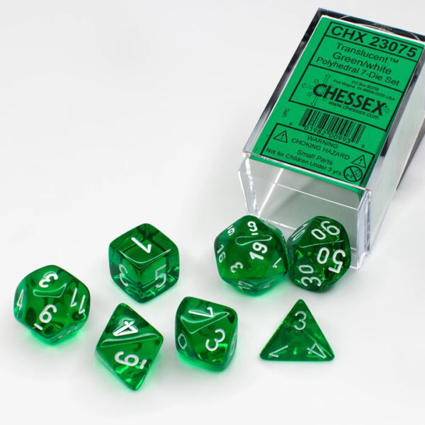 Buy Chessex - Translucent - Poly Set (x7) - Green/White only at Bored Game Company.