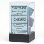 Buy Chessex - Gemini - Poly Set (x7) - Blue-Teal/Gold only at Bored Game Company.