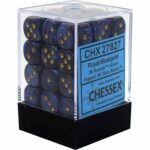 Buy Chessex - Scarab - 12mm D6 (x36) - Royal Blue/Gold only at Bored Game Company.