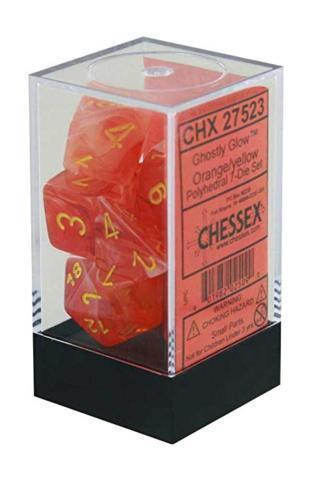 Buy Chessex - Ghostly Glow - Poly Set (x7) - Orange/Yellow only at Bored Game Company.