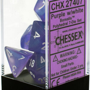 Buy Chessex - Borealis - Poly Set (x7) - Purple/White only at Bored Game Company.