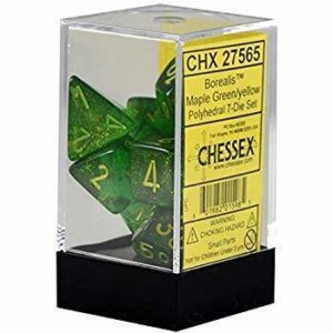 Buy Chessex - Borealis - Poly Set (x7) - Green/Yellow only at Bored Game Company.
