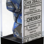 Buy Chessex - Gemini - Poly Set (x7) - Blue-Steel/White only at Bored Game Company.