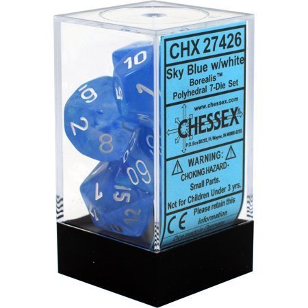 Buy Chessex - Borealis - Poly Set (x7) - Sky Blue/White only at Bored Game Company.