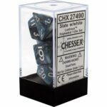 Buy Chessex - Lustrous - Poly Set (x7) - Slate/White only at Bored Game Company.